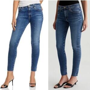 AG Farrah High Rise Raw Hem Ankle Skinny High-Rise Jeans Medium Wash Size 27